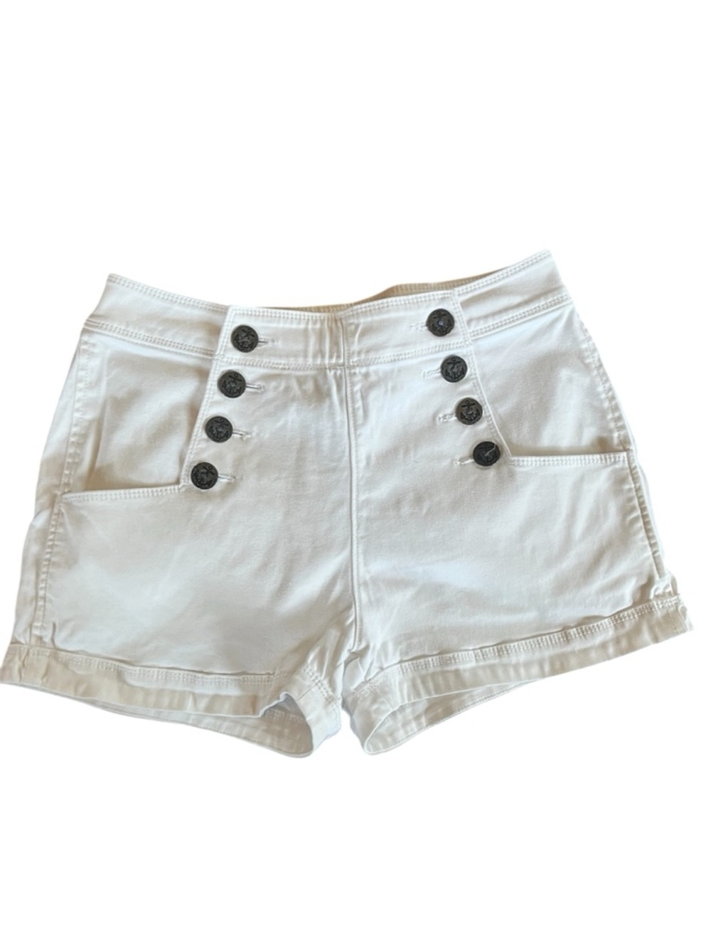 Express High-Waist White Button-Front Sailor Style Shorts Size 8